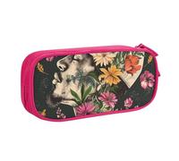 KCGSDEGV Thug Life Trousse à crayons avec imprimé de fleurs pour filles et garçons, grande capacité, jolie trousse à crayons, boîte de rangement pour papeterie, noir, rose, Taille unique, Cartable