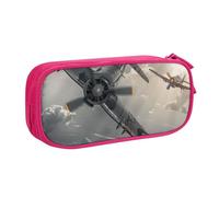 KCGSDEGV Trousse à crayons avec imprimé avion de la Seconde Guerre mondiale pour filles et garçons, grande capacité, jolie trousse à crayons, boîte de rangement pour papeterie, noir, rose, Taille