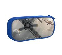 KCGSDEGV Trousse à crayons avec imprimé avion de la Seconde Guerre mondiale pour filles et garçons, grande capacité, jolie trousse à crayons, boîte de rangement pour papeterie, noir, bleu, Taille