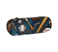 KCGSDEGV Trousse à crayons avec imprimé baseball, basket-ball, football, hockey - Pour écolières et garçons - Jolie trousse à crayons en cuir avec fermeture éclair, Noir , Taille unique, Cartable