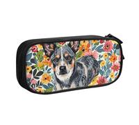 KCGSDEGV Trousse à crayons avec imprimé de chien de bétail pour écolières et garçons, grande capacité, jolie trousse à crayons, boîte de rangement pour papeterie, noir, Noir , Taille unique, Cartable