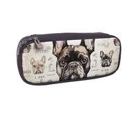 KCGSDEGV Trousse à crayons avec imprimé « I Love » avec motif bouledogue français pour étudiants, filles, garçons, jolie trousse à crayons en cuir pour enfants, hommes et femmes, Noir , Taille unique,