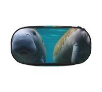 KCGSDEGV Trousse à crayons avec imprimé lamantins des Antilles - Trousse à crayons - Trousse de maquillage pour voyage, école, travail, Noir , Taille unique, Cartable