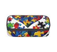 KCGSDEGV Trousse à crayons avec motifs de cœur pour sensibilisation à l'autisme - Joli compartiment à crayons - Boîte de rangement pour l'école - Pour filles et garçons, Noir , Taille unique, Cartable