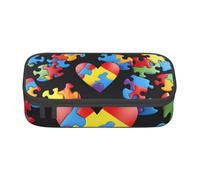 KCGSDEGV Trousse à crayons avec motifs de cœur pour sensibilisation à l'autisme - Joli compartiment à crayons - Boîte de rangement pour l'école - Pour filles et garçons, Noir , Taille unique, Cartable