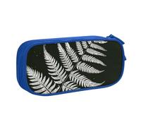 KCGSDEGV Trousse à crayons avec silhouette de fougère et feuille de fougère naturelle pour filles et garçons, grande capacité, jolie trousse à crayons, boîte de rangement pour papeterie, noir, bleu,