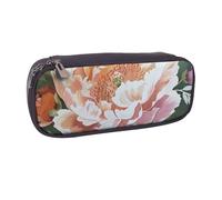 KCGSDEGV Trousse à crayons en cuir avec imprimé pivoine pêche pour étudiants, filles, garçons, jolie trousse à crayons en cuir pour enfants, hommes et femmes, Noir , Taille unique, Cartable