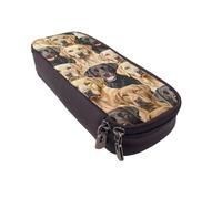 KCGSDEGV Trousse à crayons en cuir avec motif labrador retriever pour étudiants, filles, garçons, jolie trousse à crayons en cuir pour l'école, le travail, les voyages, Noir , Taille unique, Cartable