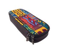 KCGSDEGV Trousse à crayons en cuir avec motifs nationaux africains imprimés pour étudiants, filles, garçons, jolie trousse à crayons en cuir pour l'école, le travail, les voyages, Noir , Taille