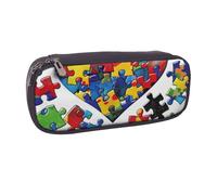 KCGSDEGV Trousse à crayons en cuir pour la sensibilisation à l'autisme - Motif cœur - Pour étudiants, filles et garçons - Jolie trousse à crayons en cuir - Organiseur de papeterie pour enfants, hommes