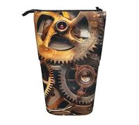 KCGSDEGV Trousse à crayons extensible avec engrenages Steampunk pour stylos scolaires, maquillage et voyage pour étudiants et artistes, Noir , Taille unique, Cartable