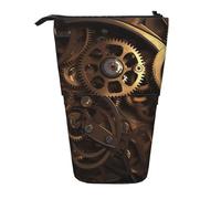 KCGSDEGV Trousse à crayons extensible avec engrenages Steampunk pour stylos scolaires, maquillage et voyage pour étudiants et artistes, Noir , Taille unique, Cartable