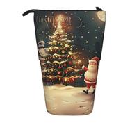 KCGSDEGV Trousse à crayons extensible avec impression artistique Merry Christmas pour stylos scolaires, maquillage et voyage pour étudiants et artistes, Noir , Taille unique, Cartable