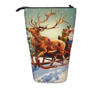 KCGSDEGV Trousse à crayons extensible avec impression « Merry Christmas Day » pour stylos scolaires, maquillage et voyage pour étudiants et artistes, Noir , Taille unique, Cartable