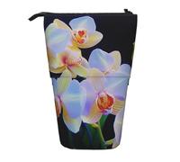 KCGSDEGV Trousse à crayons extensible avec impression orchidées pour stylos scolaires, maquillage et voyage pour étudiants et artistes, Noir , Taille unique, Cartable