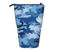 KCGSDEGV Trousse à crayons extensible avec imprimé camouflage bleu pour stylos scolaires, maquillage et voyage pour étudiants et artistes, Noir , Taille unique, Cartable
