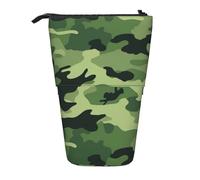 KCGSDEGV Trousse à crayons extensible avec imprimé camouflage vert pour stylos scolaires, maquillage et voyage pour étudiants et artistes, Noir , Taille unique, Cartable