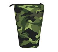 KCGSDEGV Trousse à crayons extensible avec imprimé camouflage vert pour stylos scolaires, maquillage et voyage pour étudiants et artistes, Noir , Taille unique, Cartable