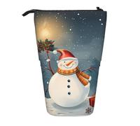 KCGSDEGV Trousse à crayons extensible avec imprimé Merry Christmas pour stylos scolaires, maquillage et voyage pour étudiants et artistes, Noir , Taille unique, Cartable