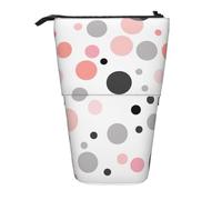 KCGSDEGV Trousse à crayons extensible avec motifs à pois roses, gris et blancs pour l'école, le maquillage et les voyages pour étudiants et artistes, Noir , Taille unique, Cartable
