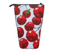 KCGSDEGV Trousse à crayons extensible avec motifs cerises rouges pour stylos scolaires, maquillage et voyage pour étudiants et artistes, Noir , Taille unique, Cartable