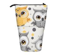 KCGSDEGV Trousse à crayons extensible avec motifs d'animaux de dessin animé hiboux mignons pour l'école, le maquillage et les voyages pour étudiants et artistes, Noir , Taille unique, Cartable