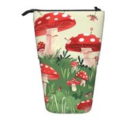 KCGSDEGV Trousse à crayons extensible avec motifs de champignons de dessin animé pour stylos scolaires, maquillage et voyage pour étudiants et artistes, Noir , Taille unique, Cartable