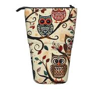 KCGSDEGV Trousse à crayons extensible avec motifs de chouettes humoristiques pour l'école, le maquillage et les voyages pour étudiants et artistes, Noir , Taille unique, Cartable