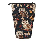 KCGSDEGV Trousse à crayons extensible avec motifs de chouettes mignonnes pour l'école, le maquillage et les voyages pour étudiants et artistes, Noir , Taille unique, Cartable