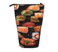 KCGSDEGV Trousse à crayons extensible avec motifs de crevettes japonaises pour l'école, le maquillage et les voyages pour étudiants et artistes, Noir , Taille unique, Cartable
