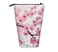 KCGSDEGV Trousse à crayons extensible avec motifs de fleurs de cerisier sur pied, pour stylos scolaires, maquillage et voyage pour étudiants et artistes, Noir , Taille unique, Cartable