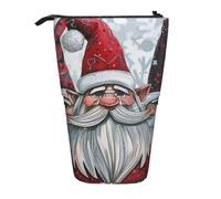 KCGSDEGV Trousse à crayons extensible avec motifs de nains de Père Noël sur pied pour stylos scolaires, maquillage et voyage pour étudiants et artistes, Noir , Taille unique, Cartable