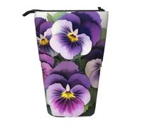 KCGSDEGV Trousse à crayons extensible avec motifs de pensées pour l'école, le maquillage et les voyages pour étudiants et artistes, Noir , Taille unique, Cartable