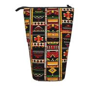 KCGSDEGV Trousse à crayons extensible avec motifs ethniques africains pour l'école, le maquillage et les voyages pour étudiants et artistes, Noir , Taille unique, Cartable