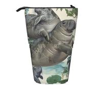 KCGSDEGV Trousse à crayons extensible avec motifs lapins lamantins debout pour stylos scolaires, maquillage et voyage pour étudiants et artistes, Noir , Taille unique, Cartable