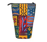 KCGSDEGV Trousse à crayons extensible avec motifs nationaux africains pour l'école, le maquillage et les voyages pour étudiants et artistes, Noir , Taille unique, Cartable