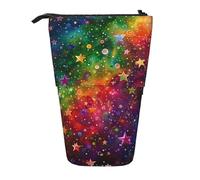 KCGSDEGV Trousse à crayons extensible colorée avec motifs étoiles arc-en-ciel pour stylos scolaires, maquillage et voyage pour étudiants et artistes, Noir , Taille unique, Cartable