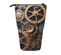 KCGSDEGV Trousse à crayons extensible Steampunk avec engrenages mécaniques pour stylos scolaires, maquillage et voyage pour étudiants et artistes, Noir , Taille unique, Cartable