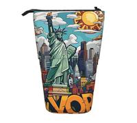KCGSDEGV Trousse à crayons extensible sur le thème de New York et des États-Unis, pour l'école, le maquillage et les voyages, pour étudiants et artistes, Noir , Taille unique, Cartable