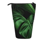 KCGSDEGV Trousse à crayons extensible sur pied avec motif feuille de bananier pour stylos scolaires, maquillage et voyage pour étudiants et artistes, Noir , Taille unique, Cartable