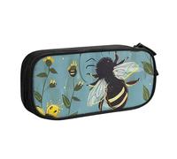 KCGSDEGV Trousse à crayons imprimée « Bees at Work » pour filles et garçons, grande capacité, jolie trousse à crayons, boîte de rangement pour papeterie, noir, Noir , Taille unique, Cartable