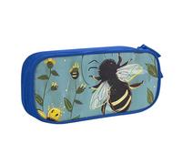 KCGSDEGV Trousse à crayons imprimée « Bees at Work » pour filles et garçons, grande capacité, jolie trousse à crayons, boîte de rangement pour papeterie, noir, bleu, Taille unique, Cartable