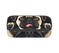 KCGSDEGV Trousse à crayons imprimée carlin noir et jaune avec joli compartiment pour crayons, papeterie, boîte de rangement pour écolière, filles et garçons, Noir , Taille unique, Cartable