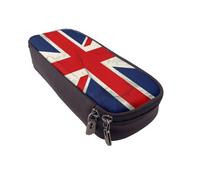 KCGSDEGV Trousse à crayons imprimée drapeau du Royaume-Uni pour étudiants, filles, garçons, jolie trousse à crayons en cuir pour l'école, le travail, les voyages, Noir , Taille unique, Cartable