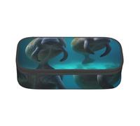 KCGSDEGV Trousse à crayons imprimée lamantins des Antilles - Joli compartiment - Trousse à crayons - Boîte de rangement pour l'école - Pour filles et garçons, Noir , Taille unique, Cartable