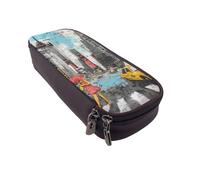 KCGSDEGV Trousse à crayons imprimée Love from New York pour étudiants, filles, garçons, jolie trousse à crayons en cuir pour l'école, le travail, les voyages, Noir , Taille unique, Cartable