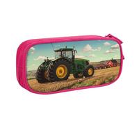 KCGSDEGV Trousse à crayons imprimée Tractor Farm pour écolières et garçons, grande capacité, jolie trousse à crayons, boîte de rangement pour papeterie, noir, rose, Taille unique, Cartable