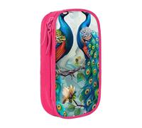 KCGSDEGV Trousse à crayons noire avec de belles fleurs de paon imprimées, grande capacité, jolie trousse à crayons pour l'école, les filles et les garçons, rose, Taille unique, Cartable