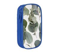 KCGSDEGV Trousse à crayons noire avec feuilles d'eucalyptus imprimées, grande capacité, boîte de rangement pour écolière, filles et garçons, bleu, Taille unique, Cartable