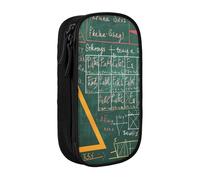 KCGSDEGV Trousse à crayons noire avec formules formes, théorie, leçon de mathématiques, mot, grande capacité, jolie trousse à crayons pour l'école, les filles et les garçons, Noir , Taille unique,